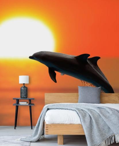 Papel de Parede Jumping Dolphins at Sunset