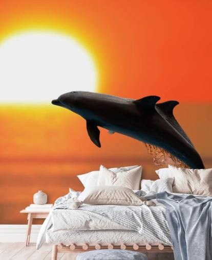Jumping Dolphins at Sunset Wallpaper