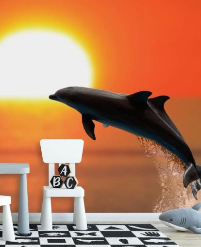 Delfines saltando al atardecer Fondo de pantalla