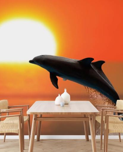 Jumping Dolphins at Sunset Wallpaper