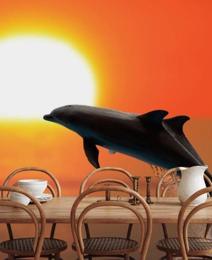 Delfines saltando al atardecer Fondo de pantalla