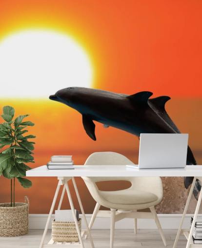 Papel de Parede Jumping Dolphins at Sunset