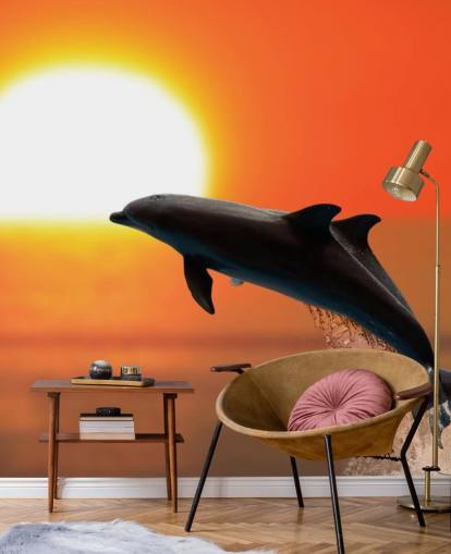 Delfines saltando al atardecer Fondo de pantalla Delfines saltando al atardecer Fondo de pantalla