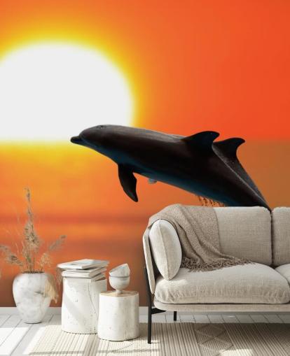 Delfines saltando al atardecer Fondo de pantalla