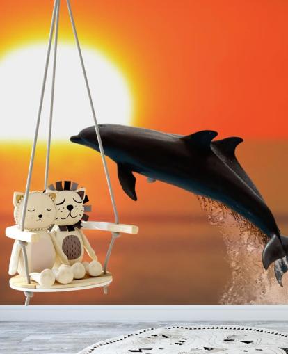 Delfines saltando al atardecer Fondo de pantalla