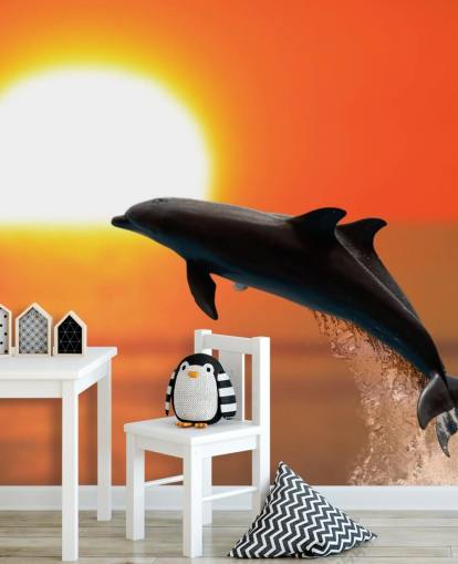 Delfines saltando al atardecer Fondo de pantalla