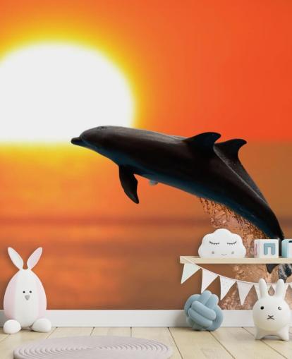 Jumping Dolphins at Sunset Wallpaper