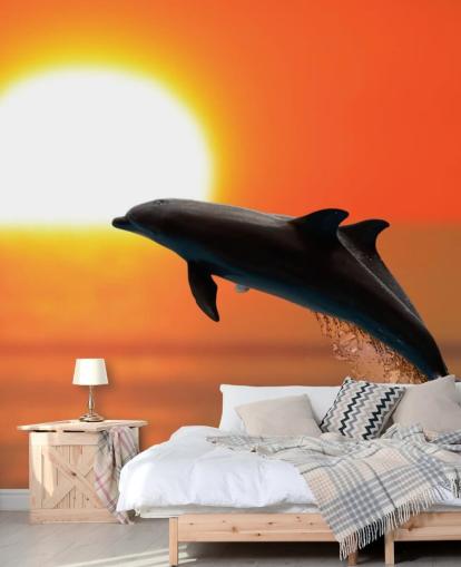 Jumping Dolphins at Sunset Wallpaper