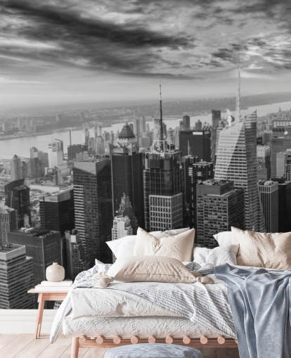 monochrome view of manhattan wallpaper