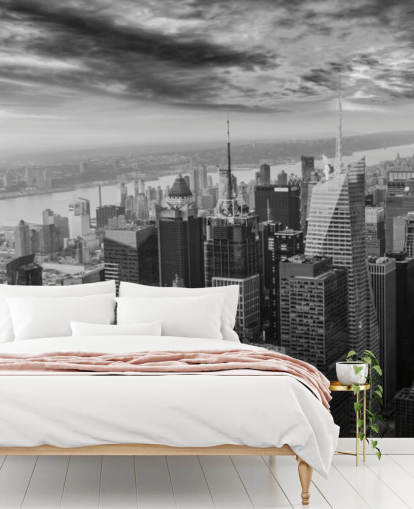 vista monocromática do papel de parede de manhattan