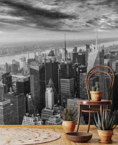 vista monocromática de papel tapiz de manhattan