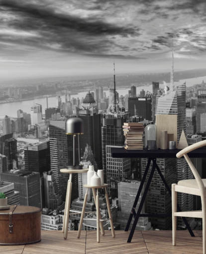 vista monocromática do papel de parede de manhattan