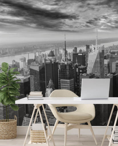 monochrome view of manhattan wallpaper