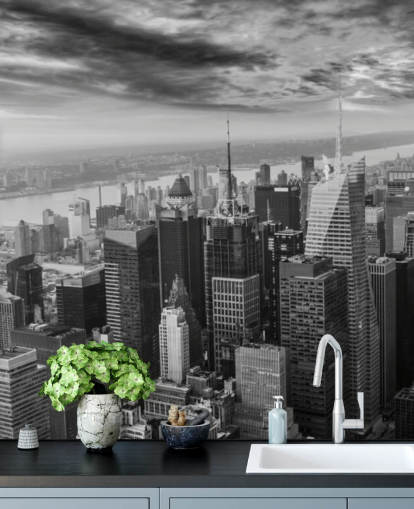 monochrome view of manhattan wallpaper