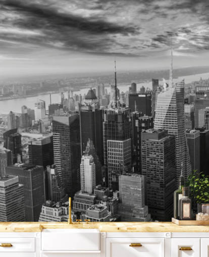 monochrome view of manhattan wallpaper