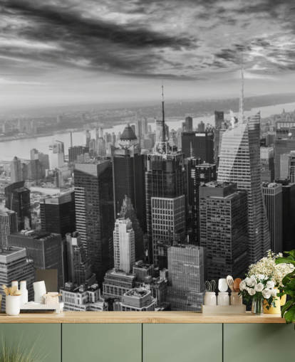 monochrome view of manhattan wallpaper