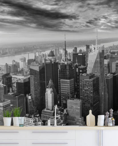 monochrome view of manhattan wallpaper
