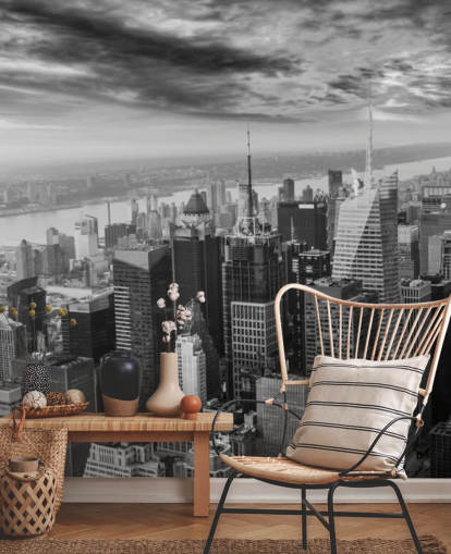 vista monocromática de papel tapiz de manhattan