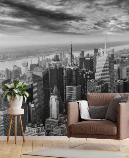 monochrome weergave van manhattan behang monochrome weergave van manhattan behang