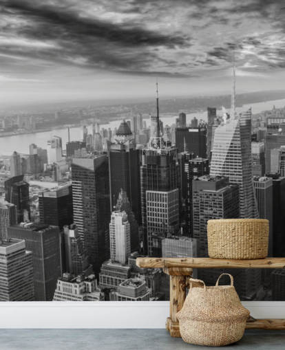 vue monochrome du papier peint de Manhattan