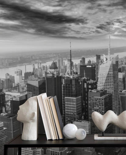 monochrome view of manhattan wallpaper