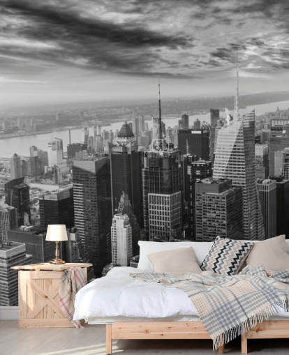 monochrome view of manhattan wallpaper