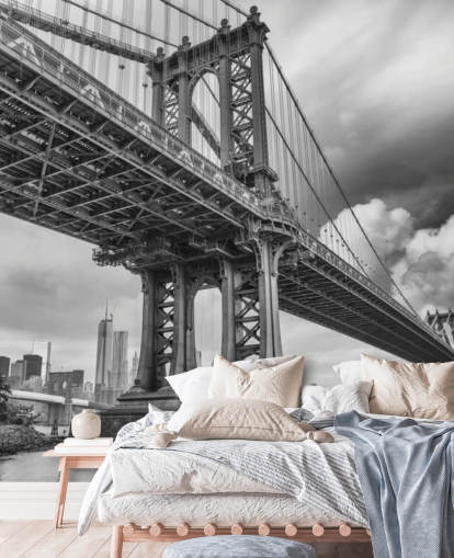 Brooklyn Bridge Wandgemälde Schwarz und Weiß Brooklyn Bridge Wandgemälde Schwarz und Weiß