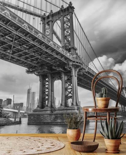 Mural de pared Puente de Brooklyn blanco y negro Mural de pared Puente de Brooklyn blanco y negro
