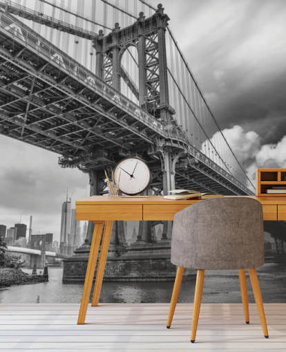Brooklyn Bridge Wandgemälde Schwarz und Weiß