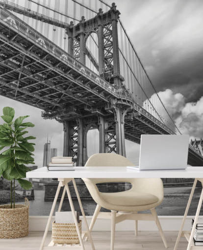 Decorazione murale con ponte di Brooklyn in bianco e nero Decorazione murale con ponte di Brooklyn in bianco e nero