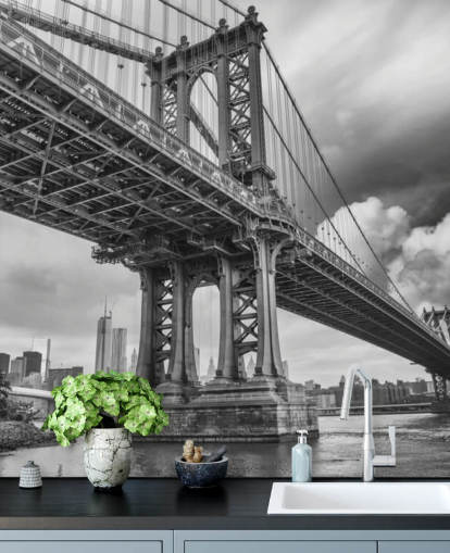Décoration murale du pont de Brooklyn, noir et blanc Décoration murale du pont de Brooklyn, noir et blanc