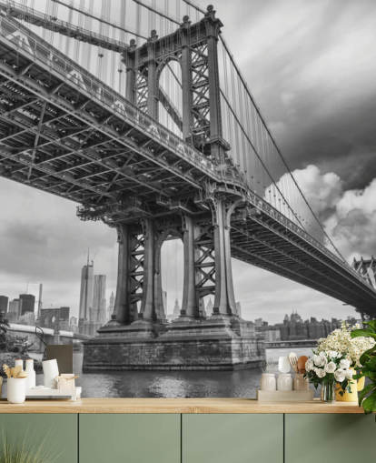 Decorazione murale con ponte di Brooklyn in bianco e nero