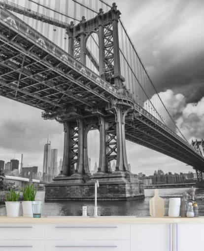 Decorazione murale con ponte di Brooklyn in bianco e nero