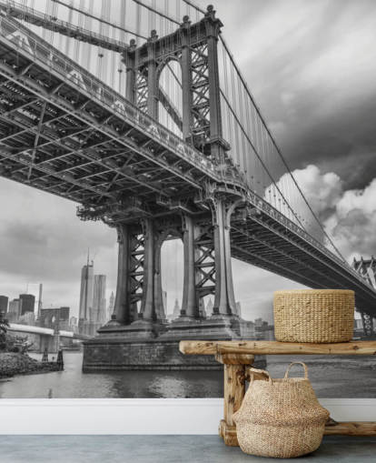 Decorazione murale con ponte di Brooklyn in bianco e nero