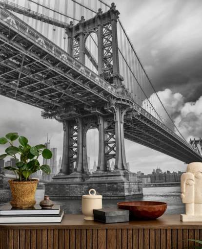Brooklyn Bridge Wandgemälde Schwarz und Weiß