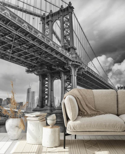 Décoration murale du pont de Brooklyn, noir et blanc Décoration murale du pont de Brooklyn, noir et blanc