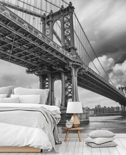 Decorazione murale con ponte di Brooklyn in bianco e nero Decorazione murale con ponte di Brooklyn in bianco e nero