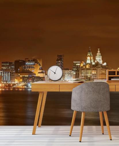 Liverpool bryggor på natten tapeter