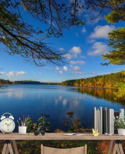 Wunderschönes Wandgemälde am See des Waldes