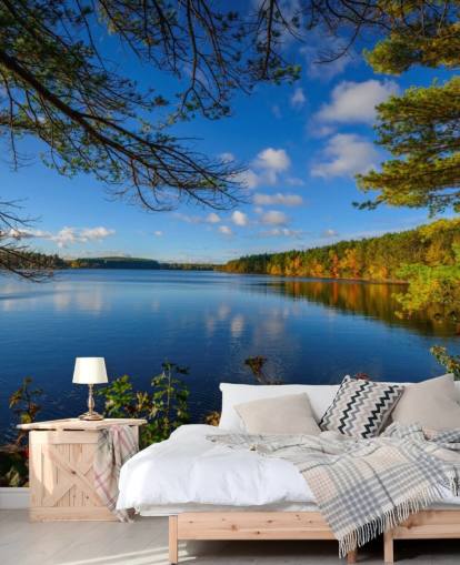 Decorazione murale con bellissimo lago della foresta Decorazione murale con bellissimo lago della foresta