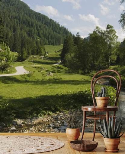 Carta da parati bavarese con foresta e Carta da parati bavarese con foresta e