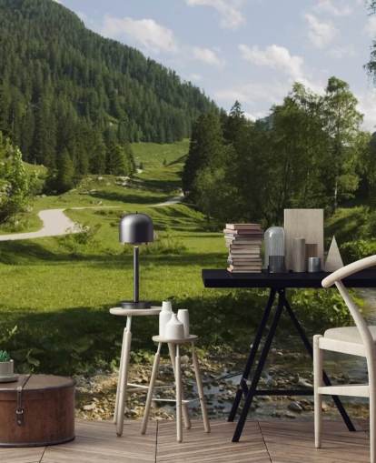 Carta da parati bavarese con foresta e