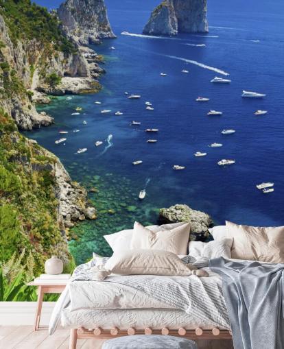 Décoration murale Blue Waters Capri Coast Line avec hors-bord