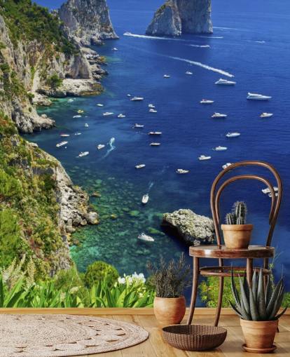 Décoration murale Blue Waters Capri Coast Line avec hors-bord