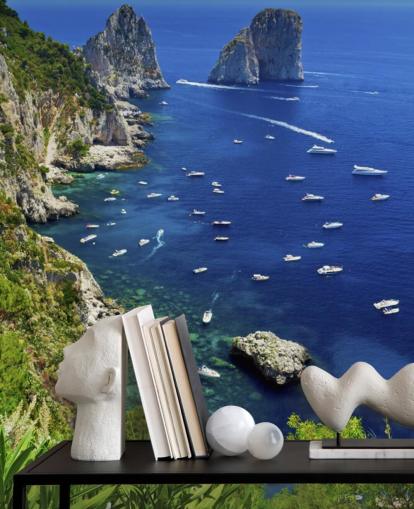 Decorazione murale con motoscafi Blue Waters Capri Coast Line