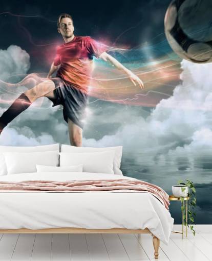 Fondo de pantalla de jugador de fútbol pateando