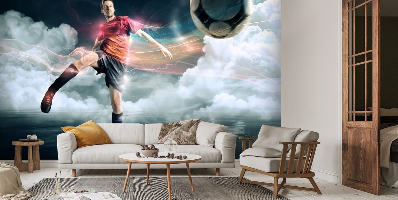 Decorazione Murale Moderna Facile Applicazione Carta Da Parati TNT 100x70  Cm - Fotomurale Calcio Bianco E Nero Per Decorazione Murale Fotomurale Tnt, image size:1280x645