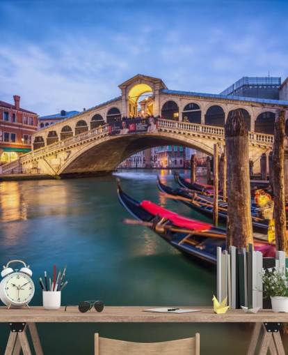 venetiaanse brug's nachts behang