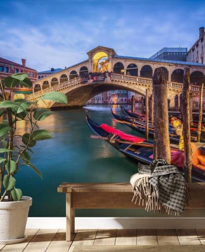ponte veneziana à noite papel de parede