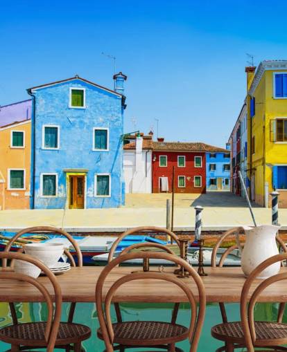 färgglada hus i Italien tapet